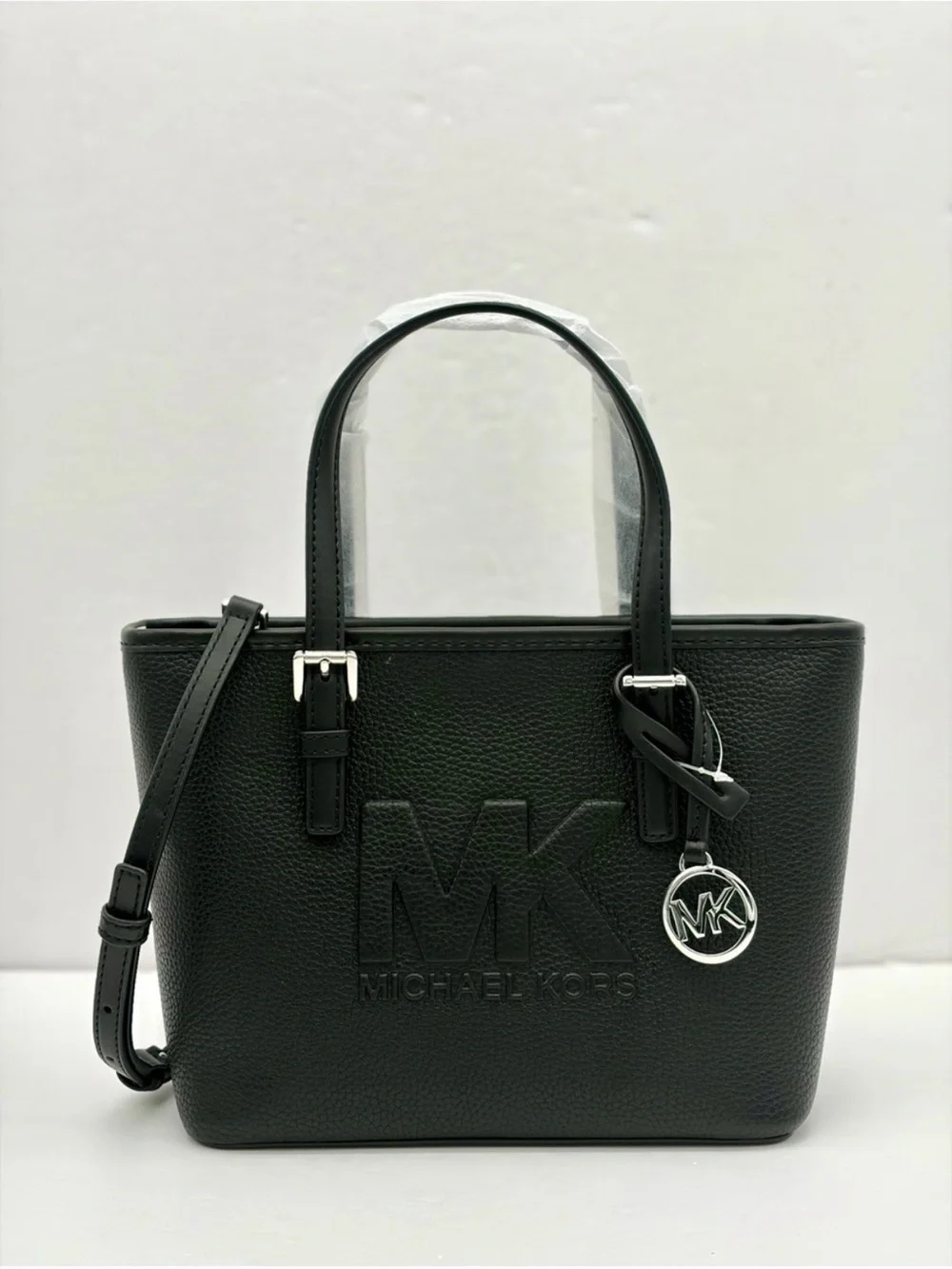 Michael Kora Jet Set Travel Carryall  Convertible Tote Crossbody Bag Black